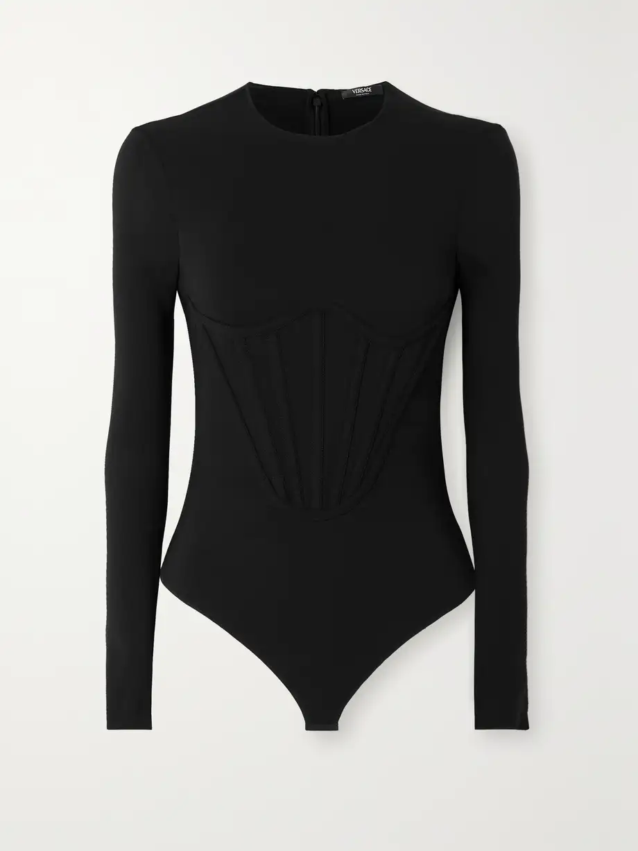 Versace - Stretch-georgette Bodysuit - Black Cover