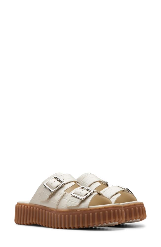 Clarks(r) Torhill Platform Slide Sandal in Cream Interest Cover