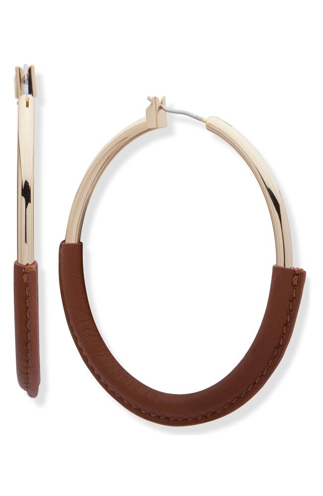 Lauren Ralph Lauren Leather Wrap Hoop Earrings in Brown Cover