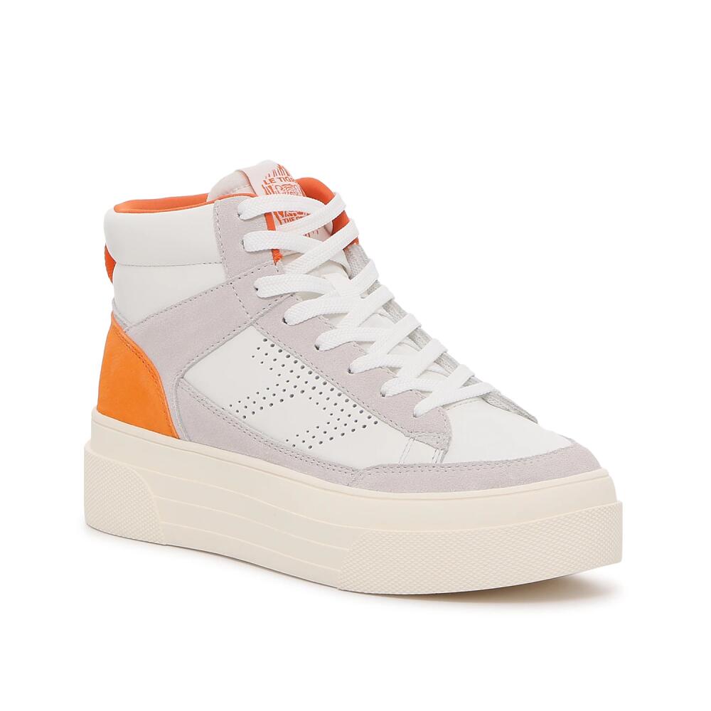 Le TIGRE Midtown Platform HighTop Sneaker | Women's | Light Grey/Orange/Off White Platform Cover