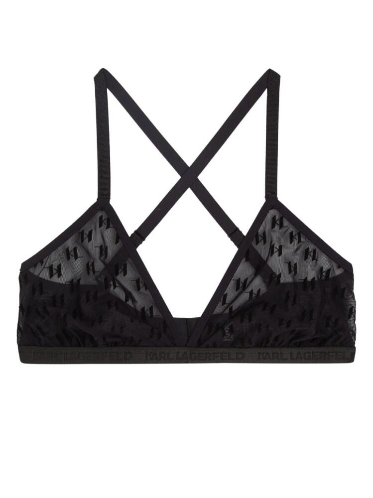 Karl Lagerfeld all-over logo-pattern bra - Black Cover