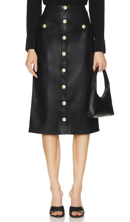 L'AGENCE Milann Midi Skirt in Black Cover