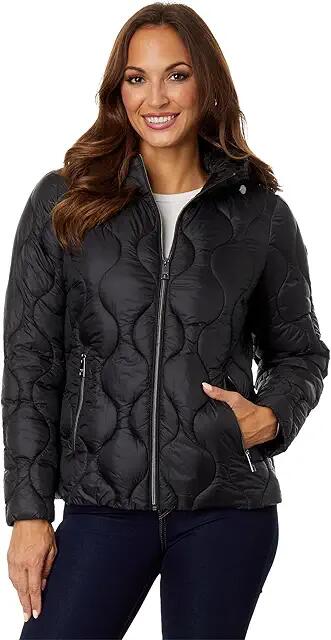 MICHAEL Michael Kors Swirl Packable Quilt M426052C67 (Black) Women's Clothing Cover