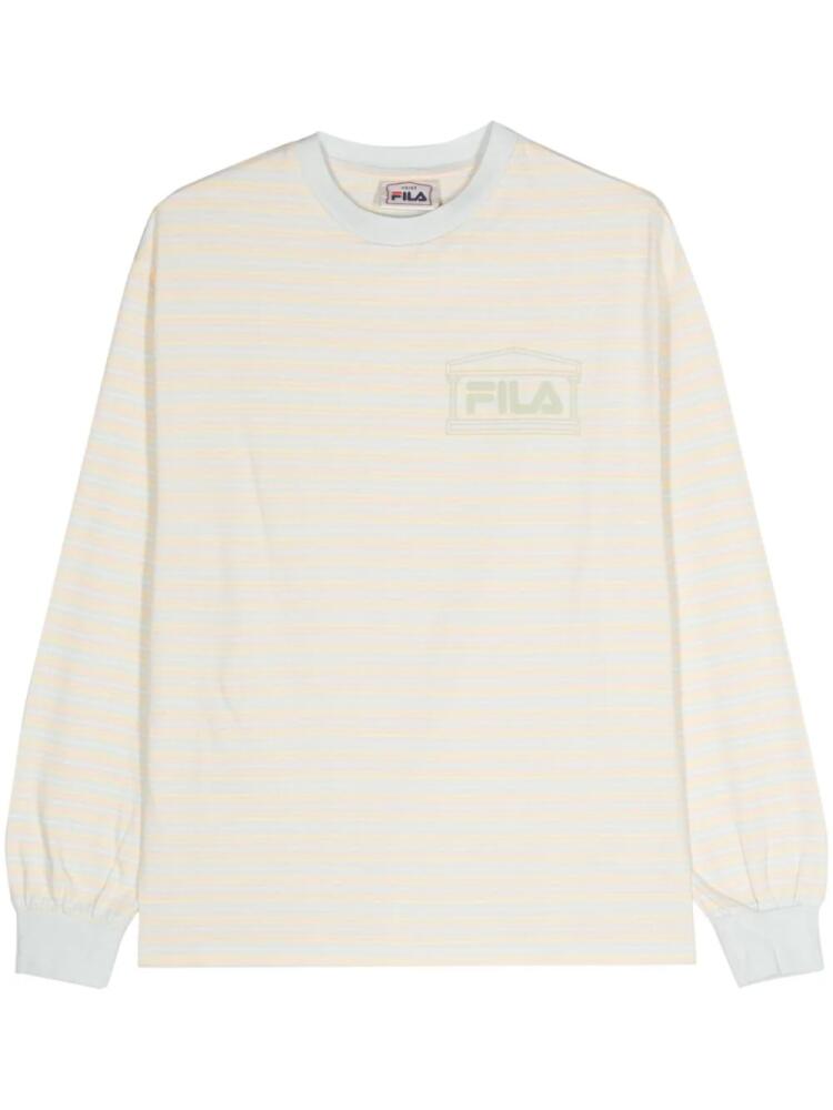 Fila logo-print striped T-shirt - Yellow Cover