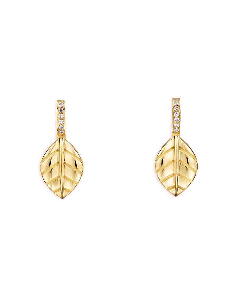 Temple St. Clair 18K Yellow Gold Fj Diamond Arcadia Leaf Drop Earrings Cover