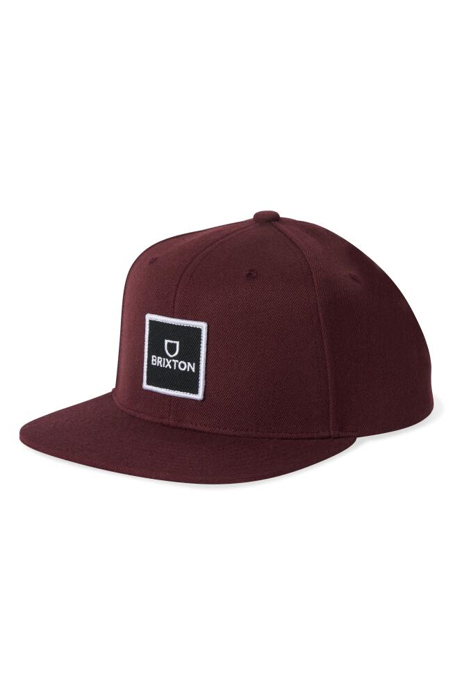 Brixton Alpha Square Snapback Baseball Cap in Dark Burgundy Cover