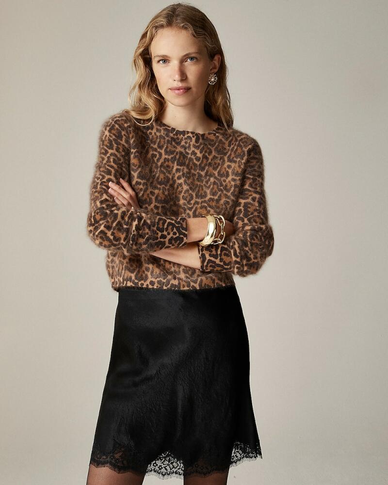 J.Crew Brushed cashmere shrunken crewneck sweater in leopard print Cover