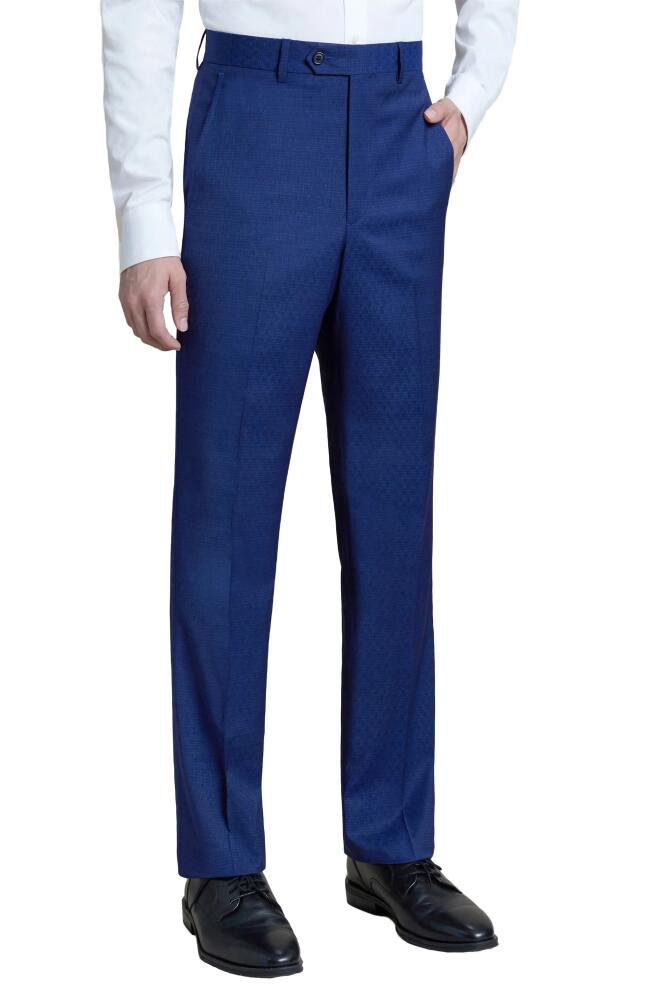 Santorelli Flat Front Stretch Wool Dress Pants in Navy Cover