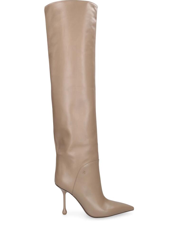 JIMMY CHOO 95mm Cycas Kb Leather Knee High Boots Cover