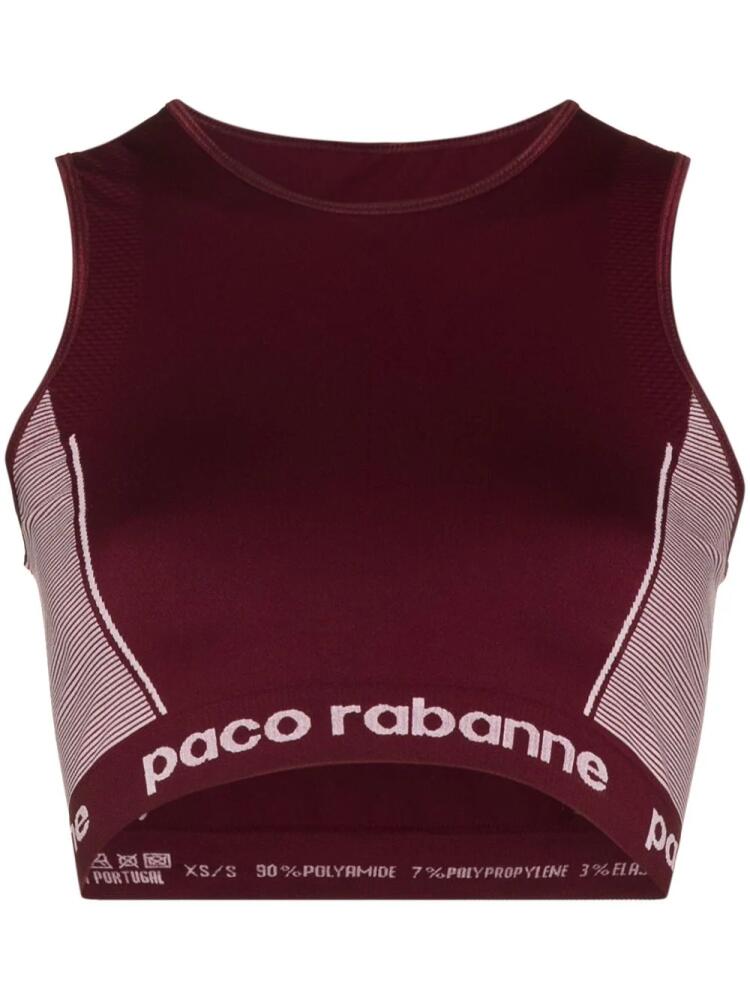 Rabanne logo waistband sports bra - Red Cover