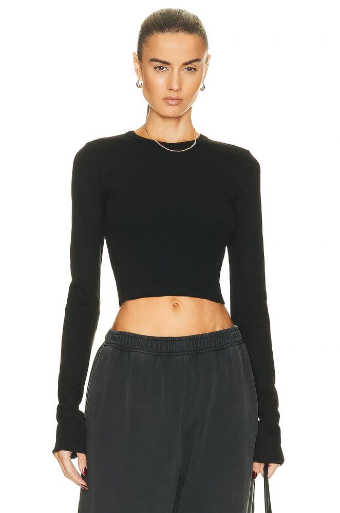 Eterne Cropped Long Sleeve Fitted Top in Black Cover