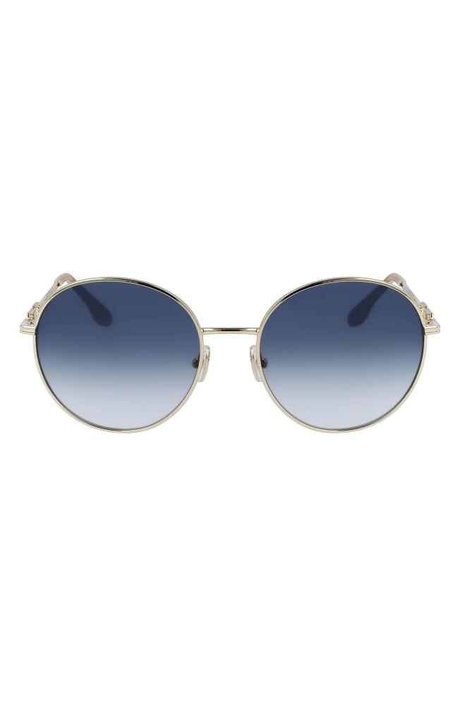 Victoria Beckham 58mm Gradient Round Sunglasses in Gold/Blue Cover