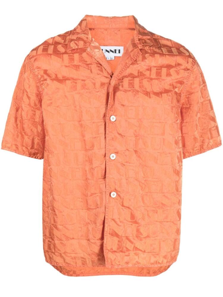 Sunnei monogram-jacquard Cuban-collar shirt - Orange Cover