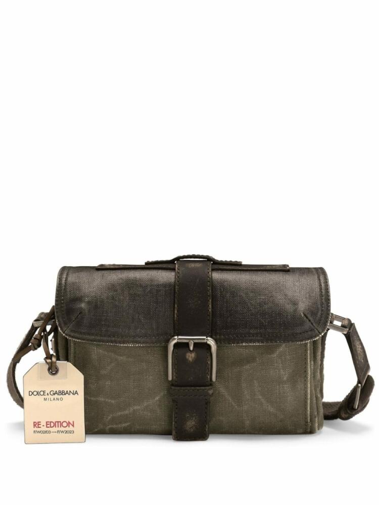 Dolce & Gabbana washed-denim cotton-blend shoulder bag - Green Cover