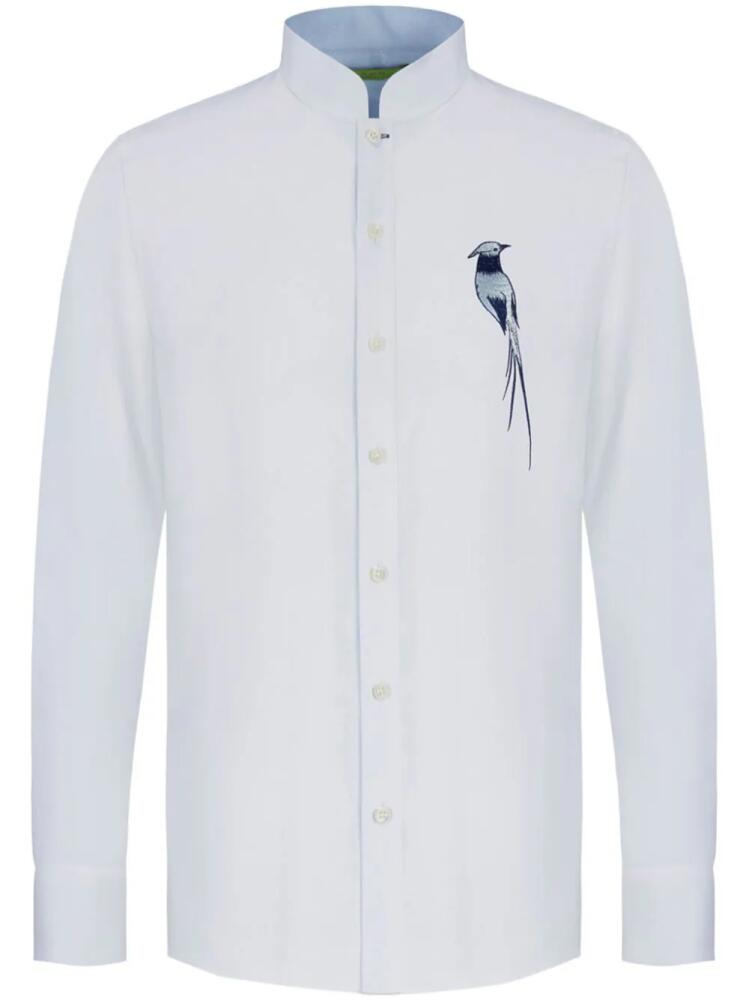 Shanghai Tang phoenix-detail band-collar shirt - White Cover