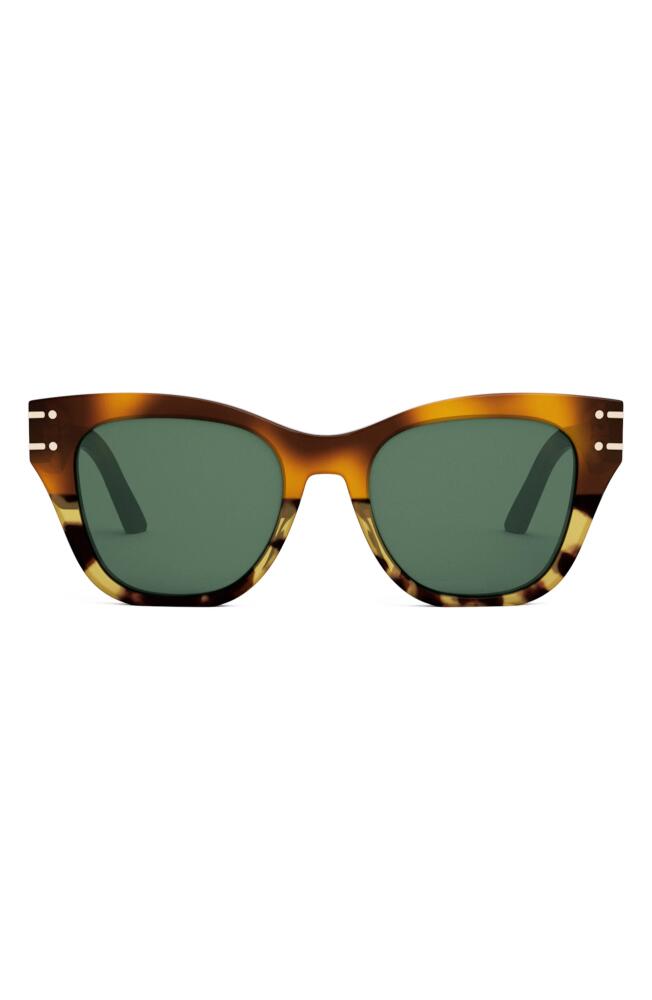 'DiorSignature B4I 52mm Round Sunglasses in Blonde Havana /Green Cover