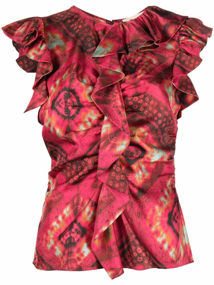 Ulla Johnson abstract-print ruffled blouse - Pink Cover