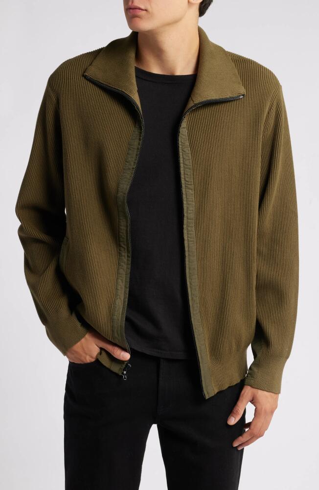 rag & bone Dexter Andrew Rib Organic Cotton Zip Cardigan in Forest Green Cover