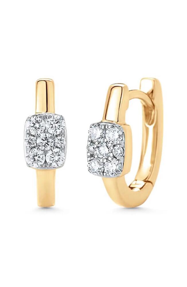 Sara Weinstock Unity Reverie Diamond Cushion Huggie Earrings in Yellow Gold/Diamond Cover