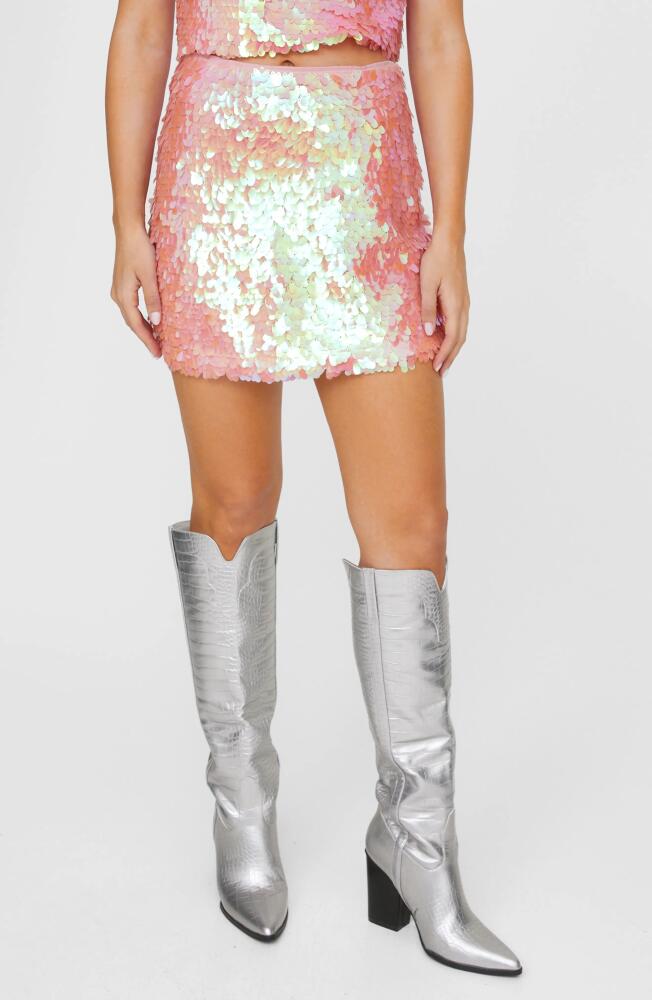 NASTY GAL Iridescent Disc Sequin Miniskirt in Pink Cover