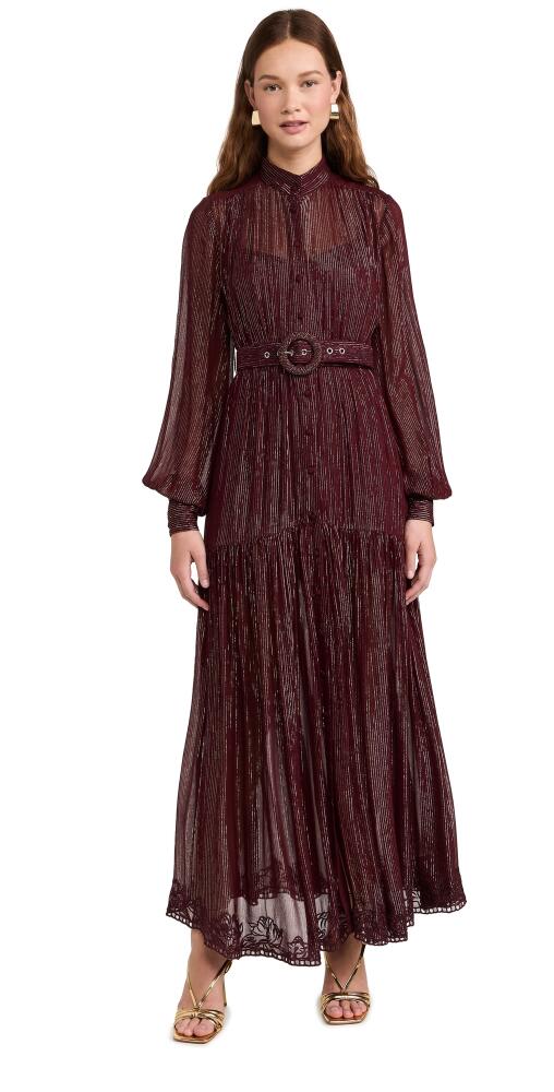 Hemant and Nandita Long Dress With Buckle Belt Burgundy Cover