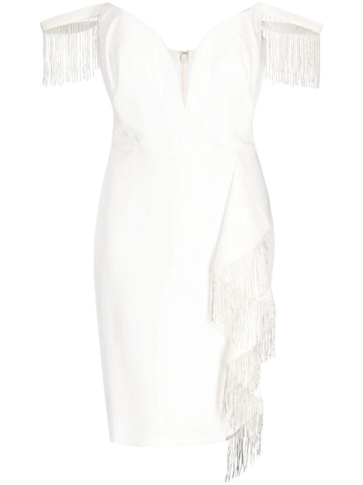 Marchesa Notte bead-embellished ruffled dress - White Cover