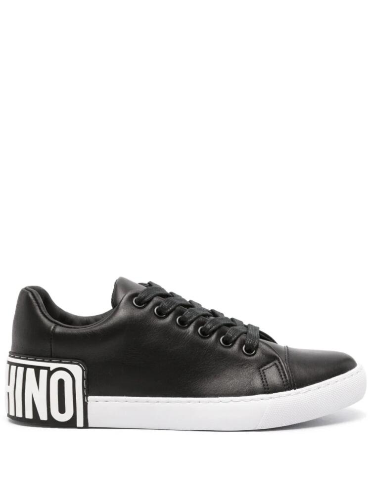 Moschino logo-embossed leather sneakers - Black Cover