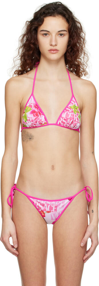 Versace Underwear Pink Reversible Bikini Top Cover