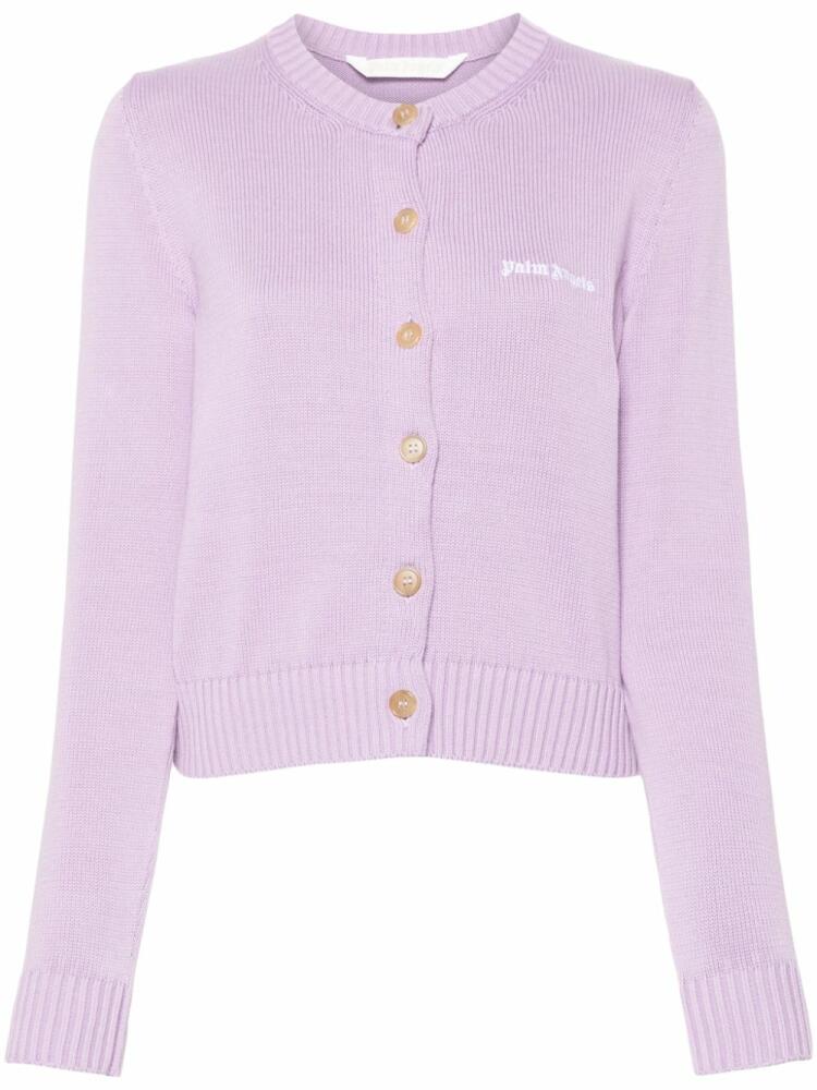 Palm Angels logo-embroidered cotton cardigan - Purple Cover