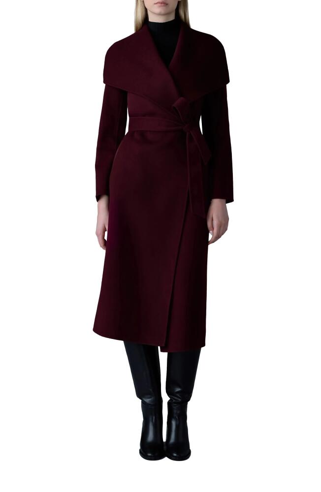 Mackage Mai Wool Long Wrap Coat in Garnet Cover