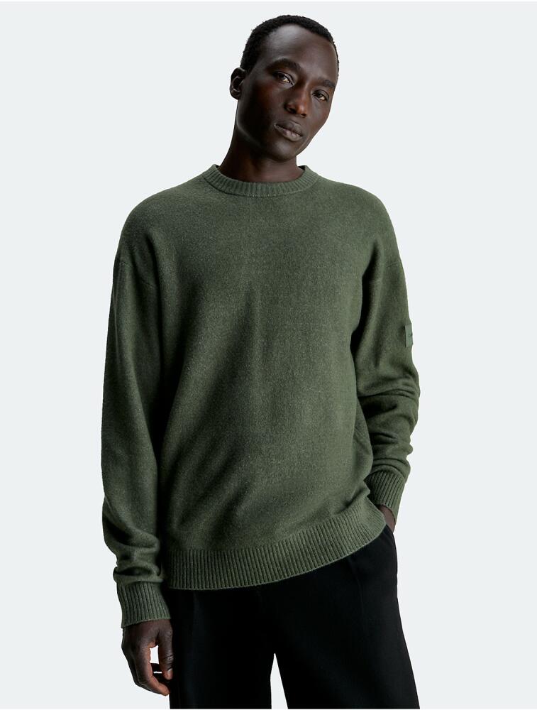 Calvin Klein Men's Acrylic Wool Blend Crewneck Sweater - Green Cover