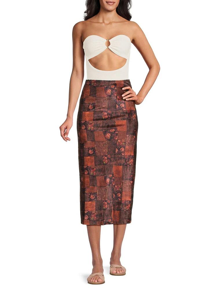 WeWoreWhat Women's Floral Midi Cover Up Skirt - Brown Multi Cover