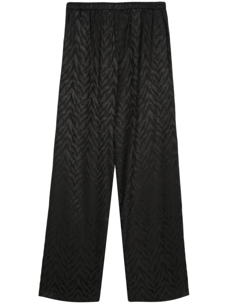 Family First patterned-jacquard straight-leg trousers - Black Cover