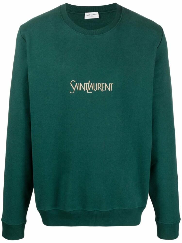 Saint Laurent logo-print cotton sweatshirt - Green Cover