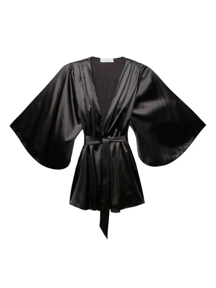 Fleur Du Mal wide-sleeve silk-satin robe - Black Cover