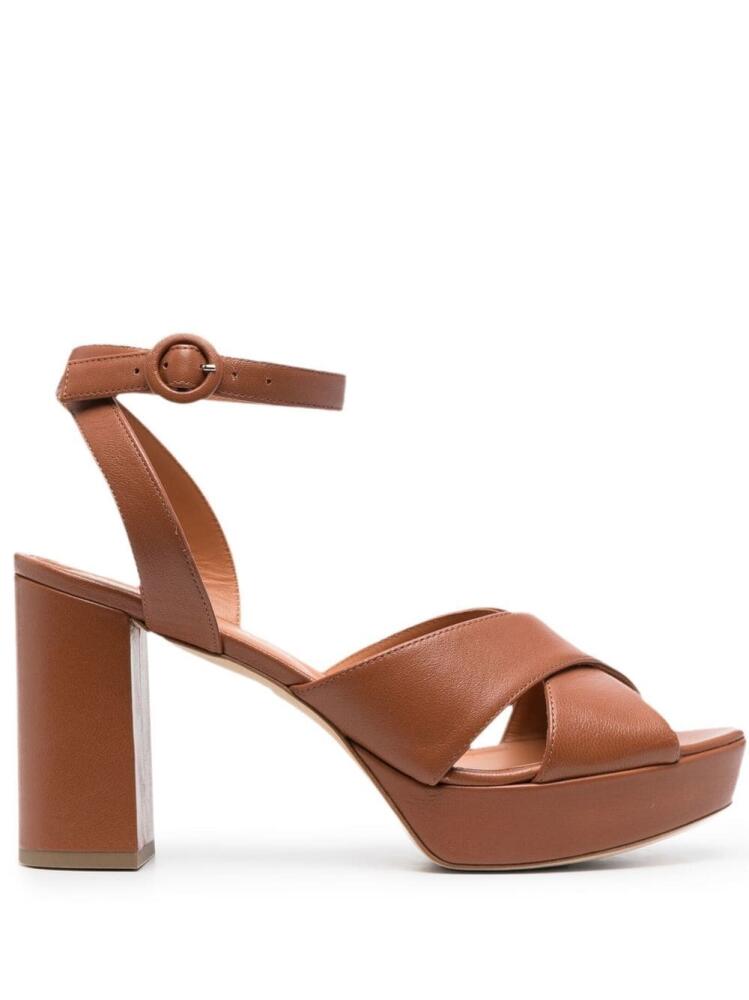 Via Roma 15 criss-cross 100mm platform sandals - Brown Cover