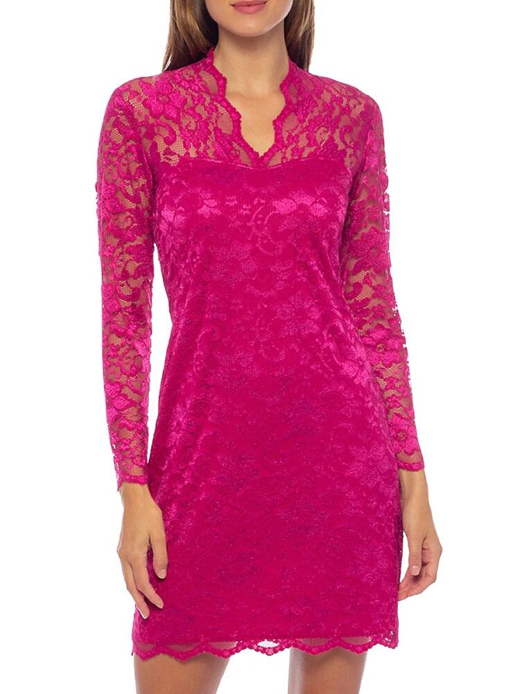 Marina Women's Lace Mini Sheath Dress - Fuchsia Cover