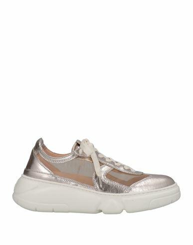 Agl Woman Sneakers Platinum Soft Leather, Textile fibers Cover