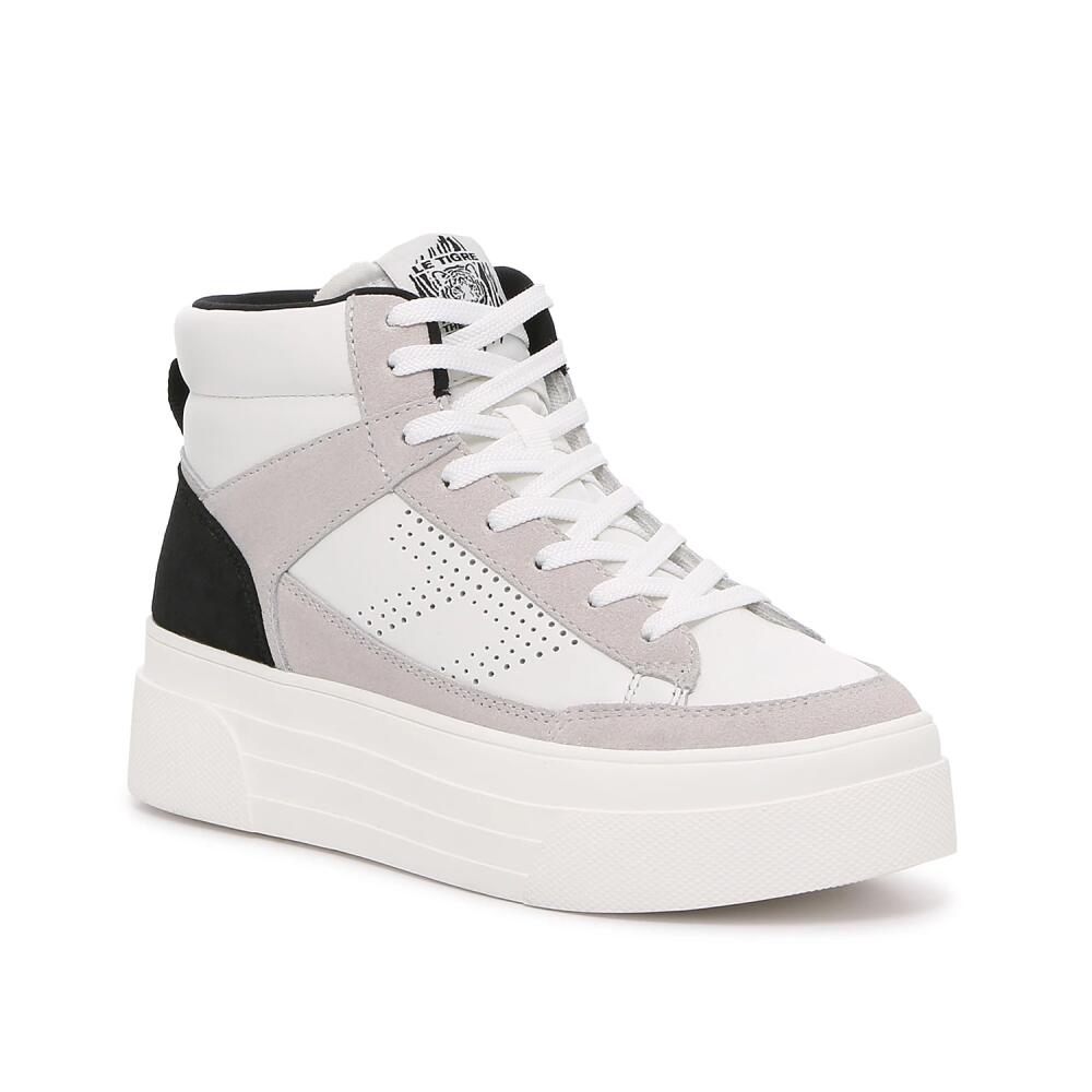 Le TIGRE Midtown Platform HighTop Sneaker | Women's | White/Black Cover