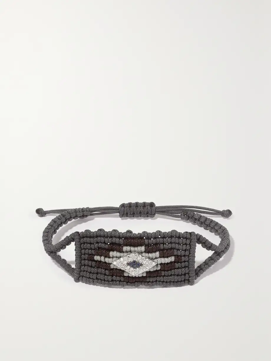 Diane Kordas - Evil Eye Woven Cord, 14-karat Gold, Diamond And Sapphire Bracelet - Black Cover