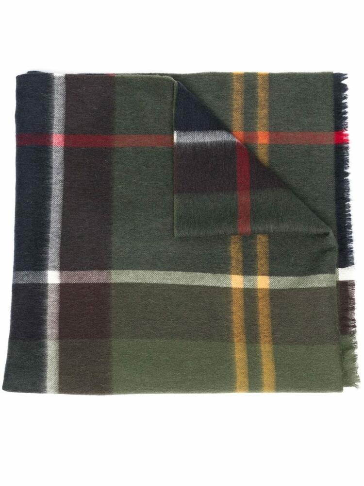 Barbour tartan-pattern wool scarf - Green Cover