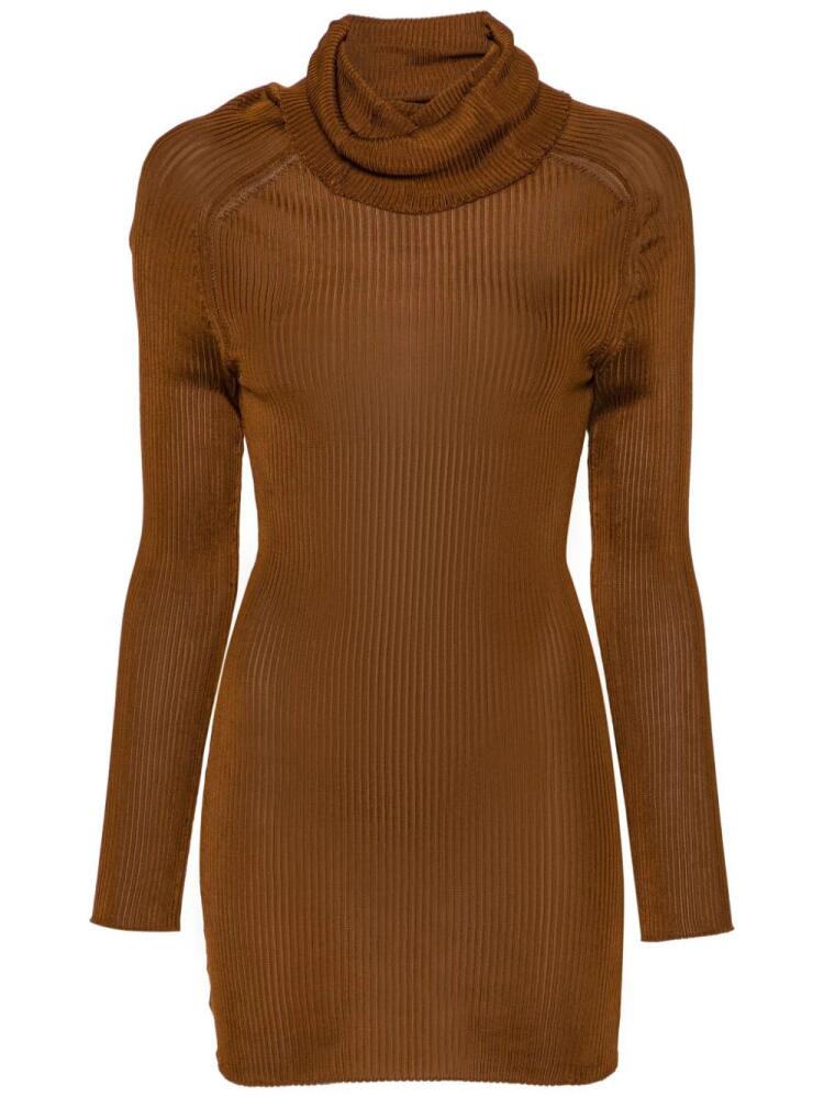 Victoria Beckham ribbed-knit longline jumper - Brown Cover