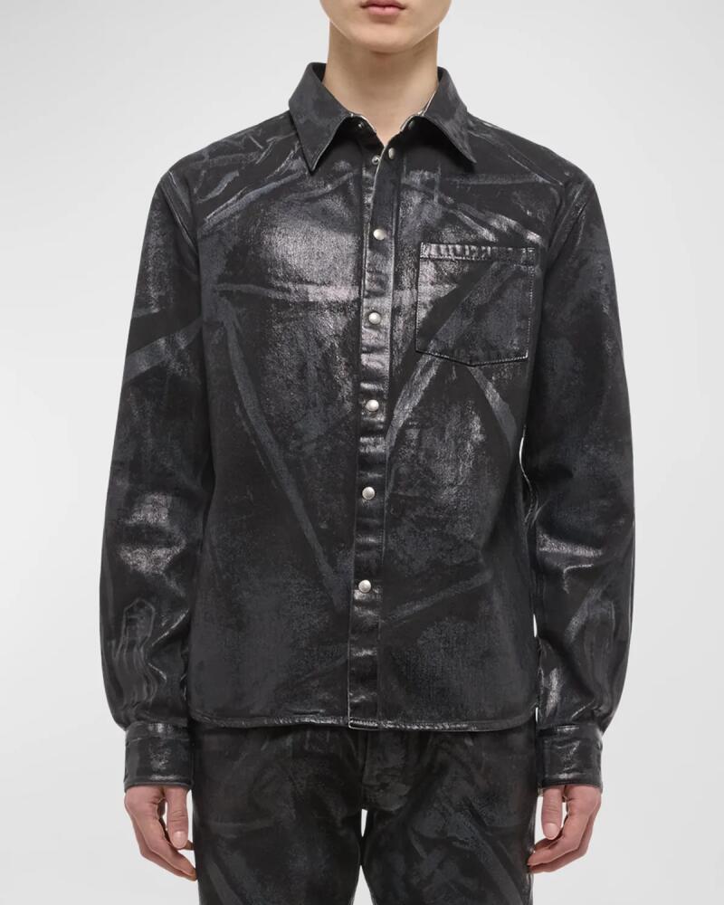 Helmut Lang Men's Foil Denim Shirt Jacket Cover