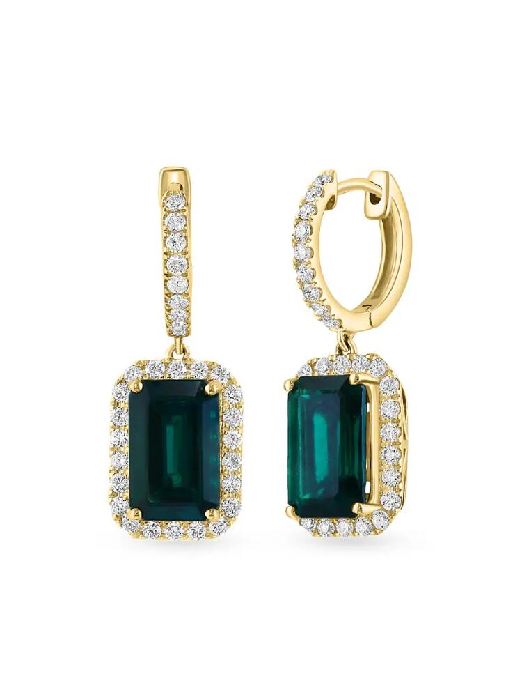 Effy Women's 14K Yellow Gold, Lab Grown Emerald & Lab Grown Diamond Drop Earrings Cover