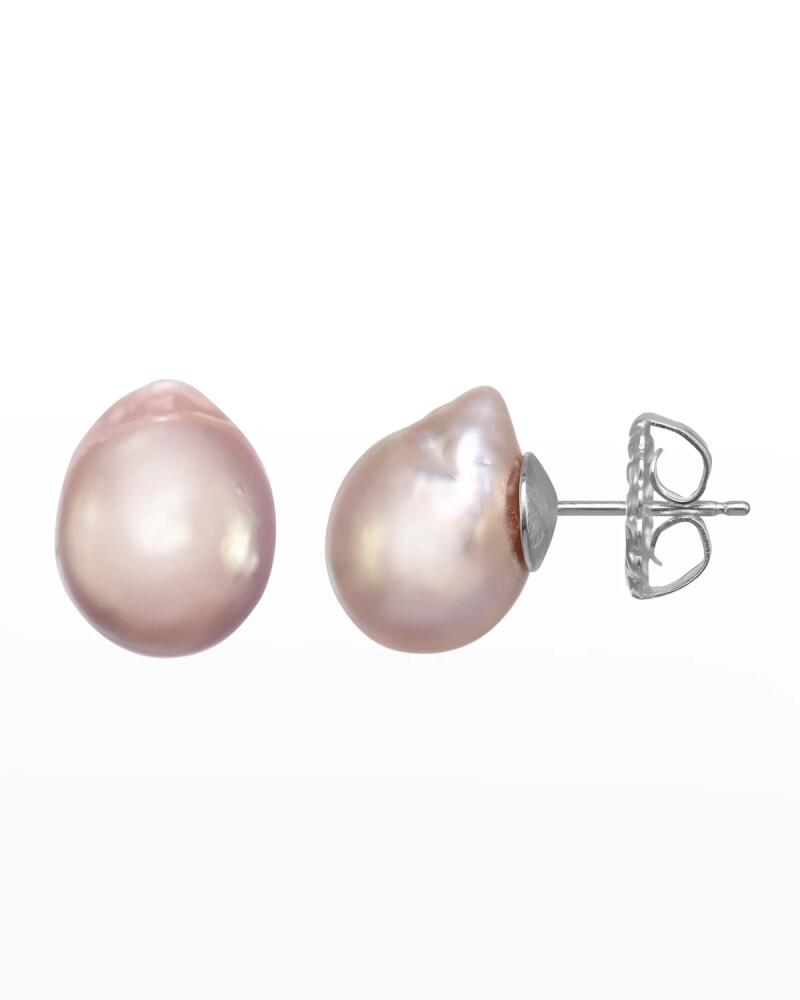 Margo Morrison Small Pink Baroque Pearl Earrings on Sterling Silver Posts Cover