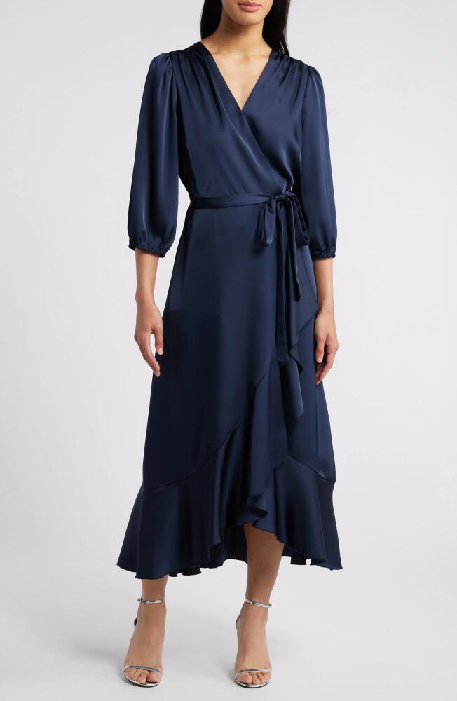 Sam Edelman Faux Wrap Satin Maxi Dress in Navy Cover