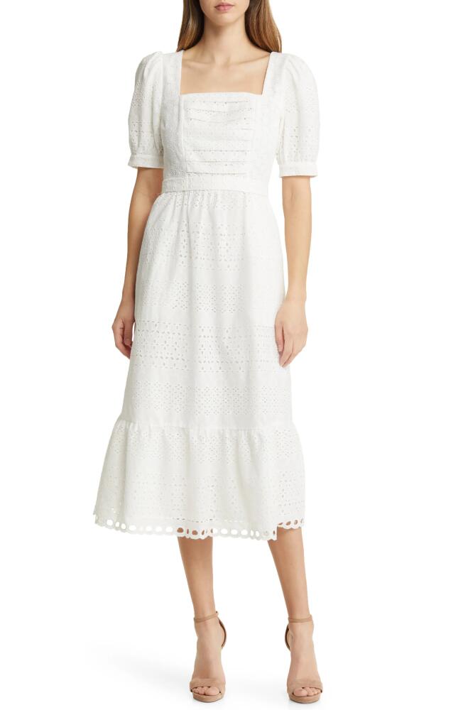 Rachel Parcell Lace Overlay Cotton Midi Dress in Lucent White Cover