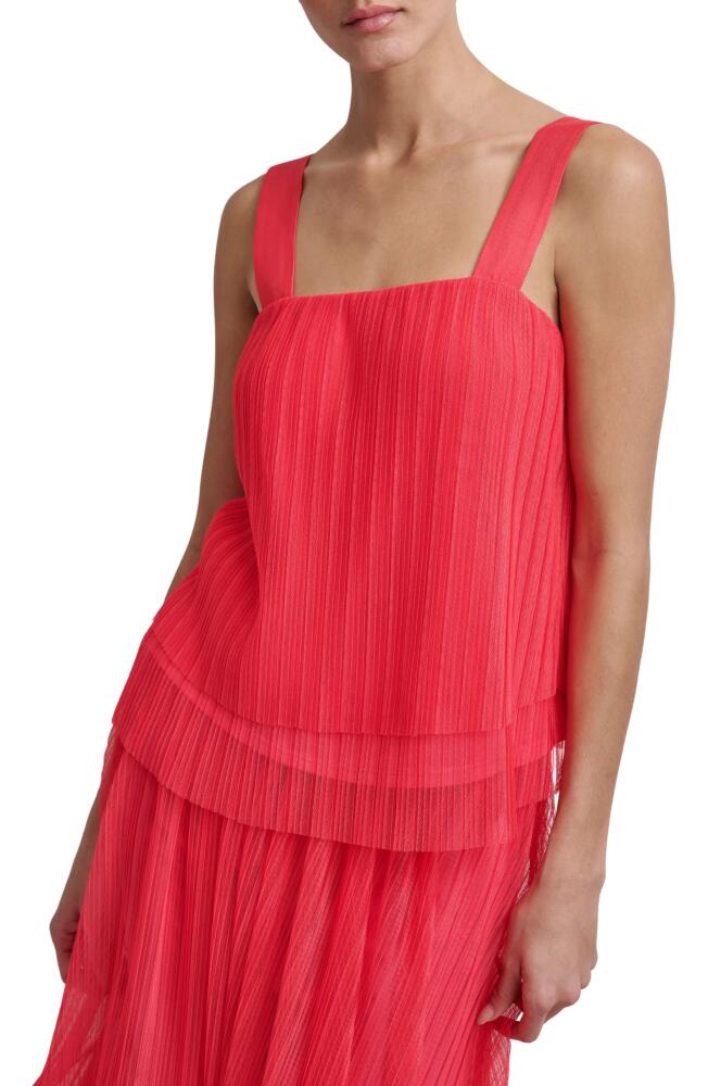 DKNY Plissé Mesh Tank Top in Beach Coral Cover