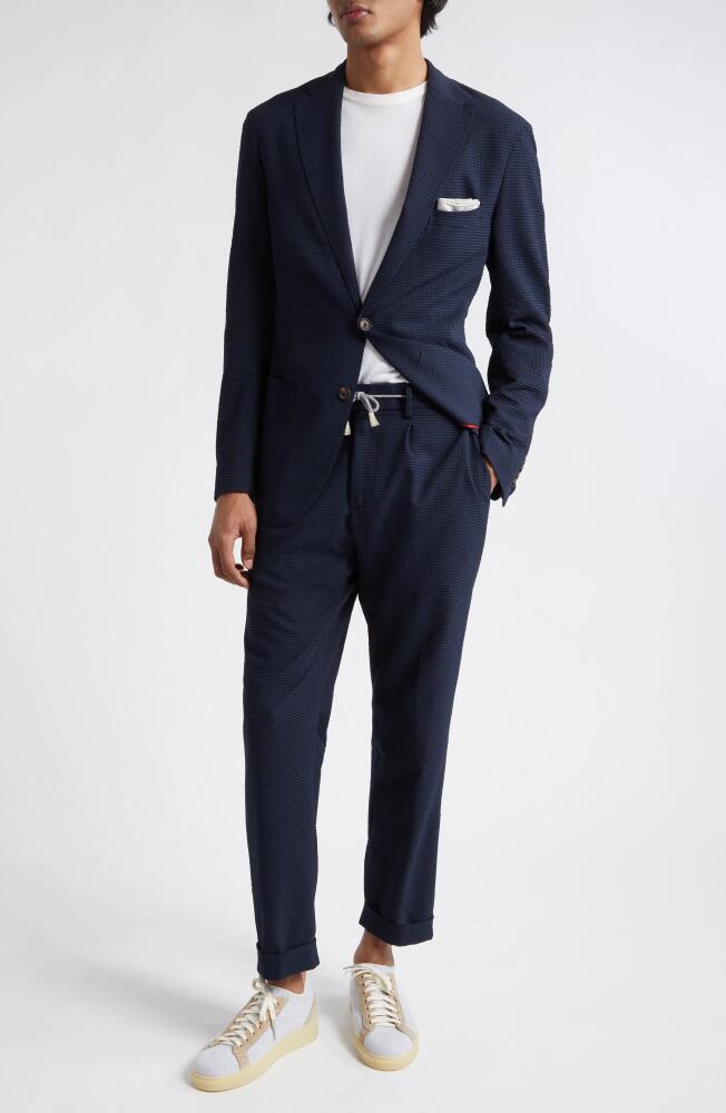 Eleventy Check Pattern Knit Two-Piece Suit in Blue Cover