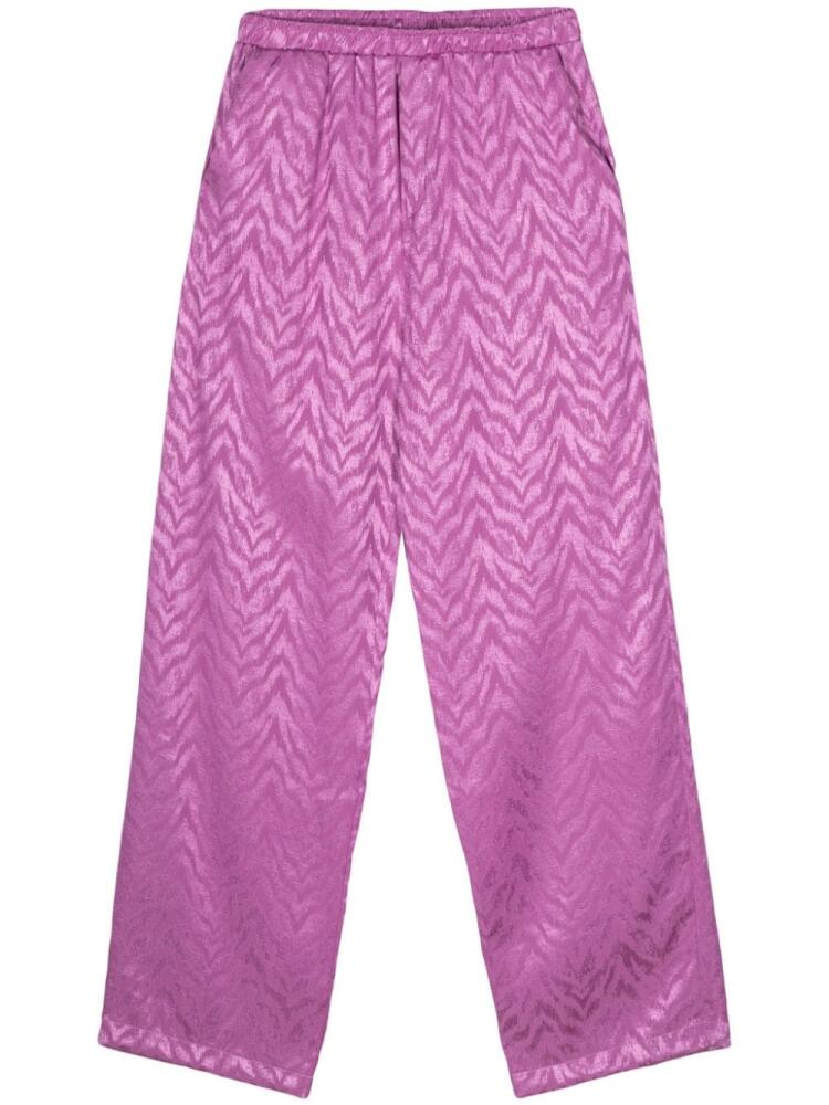 Family First patterned-jacquard straight-leg trousers - Purple Cover